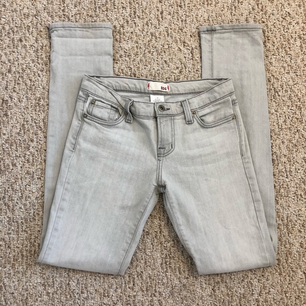 BDG Light Gray Straight Leg Denim Jeans